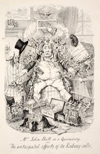 Mr John Bull in a Quandary or the Precipated Effects of the Railway Calls, pub. 1845 av George Cruikshank