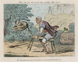 Mr Joseph Grimaldi som klovn i Dulce Domum av George Cruikshank