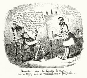 Ingen ønsker at maleren skal gjøre ham så stygg og så latterlig som mulig (gravering) av George Cruikshank