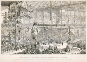 Åpning av den store utstillingen, Crystal Palace, Hyde Park, London, 1851 av George Cruikshank