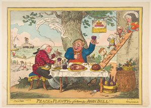 Fred og overflod eller gode nyheter for John Bull!!!, 25. mai 1814. av George Cruikshank