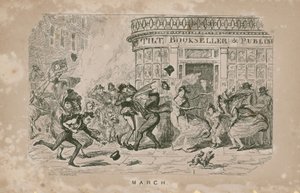 Folk kjemper mot den sterke vinden av George Cruikshank