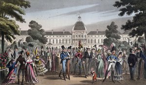 Promenade au Jardin des Tuileries - i "Life in Paris" av David Carey, London av George Cruikshank