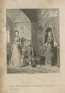Dronning Mary overrasket Courtenay og prinsesse Elizabeth av George Cruikshank