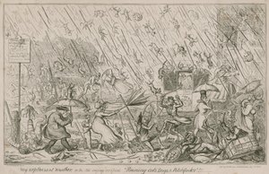Regnende katter, hunder og høygafler av George Cruikshank
