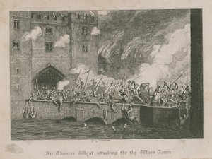 Sir Thomas Wyatt angriper Byward Tower av George Cruikshank