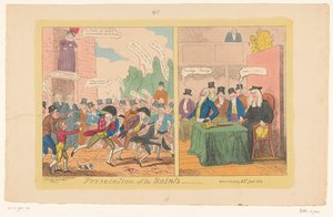 Tegneserie av engelsk innenrikspolitikk, 1820 Forfølgelse av de hellige av George Cruikshank