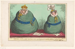 Spotprent av kongen George IV og kongen Caroline, 1820 Ah! Sikkert et slikt par ble aldri sett så rettferdig for å møtes av naturen (tittel på objekt) av George Cruikshank