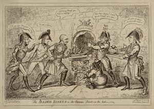 The Allied Bakers or The Corsican Toad in the Hole, publisert 1. april av George Cruikshank