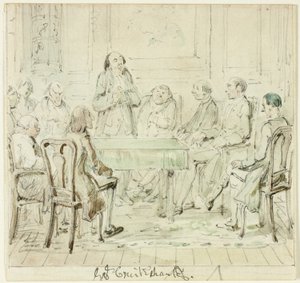 The Assembly of the Gifted: Mr.Bullock henvender seg til vennene sine av George Cruikshank