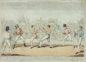 Den store matchen mellom Randall og Martin (farget gravering) av George Cruikshank