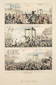 The Last Scene, illustrasjon fra 'Jack Sheppard: A Romance' av William Harrison Ainsworth, utgitt 1839 (håndfarget etsning) av George Cruikshank