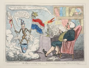 The Root of Kings Evil, pub. 1835 (håndfarget gravering) av George Cruikshank