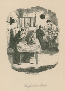 Tanker om mennesker, muligens basert på en scene fra Sketches by Boz (Charles Dickens) av George Cruikshank