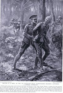Menig B R Shiel tildelte DCM for å fange en tysk patruljer i Belgia april 1915 av George Derville Rowlandson