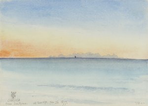 Korsika fra San Remo ved soloppgang, 7.30 26. november 1877 (wc på papir)