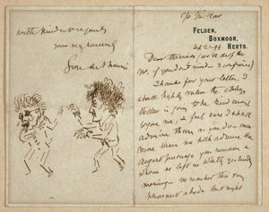 Brev med tegning av Whistler Menacing Du Maurier av George du Maurier