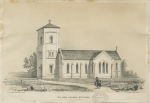 Stafford - Christ Church: tonet litografi, og [midten av 1800-tallet] (trykk) av George E. Hamilton