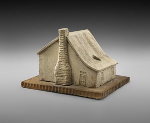 Log Cabin Inkwell, ca. 1900 (keramikk) av George E. Ohr