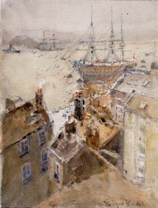 On the Tyne, North Shields (blyant og akvarell på papir (limt om bord))