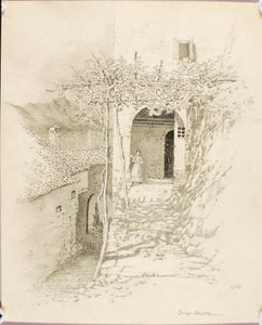 Uten tittel (overføringstegning til Landsbygate, Luganosjøen, Italia [nr. 1]) av George Elbert Burr