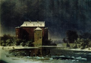 Haunted House in the Snow, 1848 (olje) av George Emil Libert