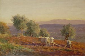 Where Virgil Sang, Man Ploughing, 1912 av George Faulkner Wetherbee