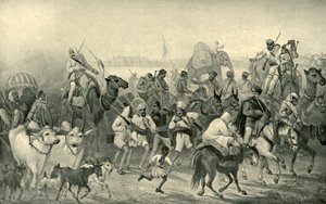 Innfødte hjelpearbeidere skynder seg til Delhi, ca 1850-tallet, 1901. av George Francklin Atkinson