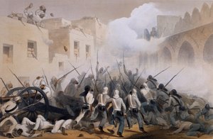 Storming of Delhi 1857, fra The Campaign in India 1857-58 fra tegninger laget under den begivenhetsrike perioden med det store mytteriet, som illustrerer militæroperasjonene før Delhi og dets nabolag, f.eks.