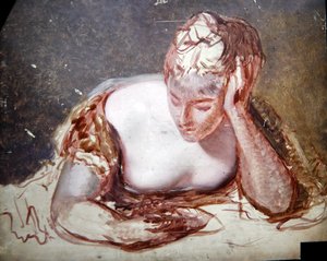 Girl Reading, ca. 1850 (olje om bord) av George Frederic Watts