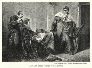 Lady Jane Greys seier over Gardiner (gravering) av George Frederick Folingsby