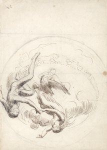 Studie for en sirkulær takdekorasjon (penn & brunt blekk og grafitt) av George Frederick Watts