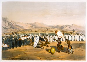 Umpanda gjennomgår troppene sine ved Nonduengi, 1849 av George French Angas