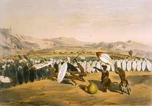 Umpanda gjennomgår troppene sine ved Nonduengi, plate 12 fra 