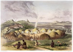 'Zulu Kraal nær Umlazi, Natal', 1849