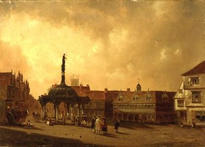 Utsikt over The Cornhill, Ipswich (olje på lerret)