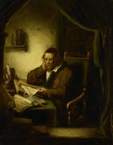 Gammel mann i hans studie