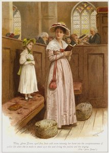 Mary Anne Evans, fem år gammel, føler med mer intensitet at hun bryter inn i det offentlige livets bevissthet når hun blir tvunget til å stå på setet under salmene og sangen av George Goodwin Kilburne