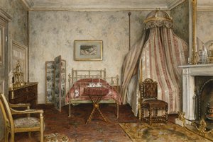Utsikt over soverommet der Napoleon III døde, Camden Place, Chislehurst, Kent, 1873