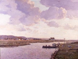 Rhyl Estuary, Nord-Wales (olje på lerret)