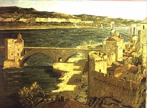 Utsikt over Avignon (olje på lerret)