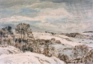Vinter i Wensleydale (blyant og akvarell på papir)