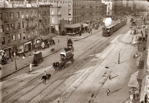 Eleventh Avenue og New York Central Railroad, av Bain, George Grantham (1865-1944). Albumin Photo, ca. 1911. Privat samling