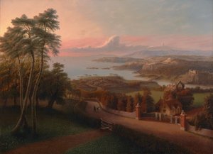 Solnedgang i et landlig landskap 1846 (olje på lerret)