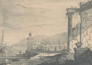 En kystscene med en klassisk ruin til høyre, 1811. av George Hawkins