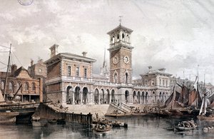 Billingsgate Wharf and Market, London, 1851 av George Hawkins