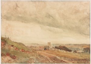 Richmond, Yorkshire (blyant og akvarell på papir (limt på kort))