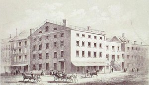 Fraunces Tavern, på hjørnet av Broad and Peel Streets, New York City