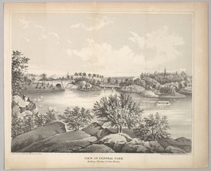 Utsikt i Central Park med Balcony Bridge og Oak Bridge Valentines Manual, 1861.