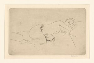 Liggende naken kvinne av George Hendrik Breitner (signed by artist)